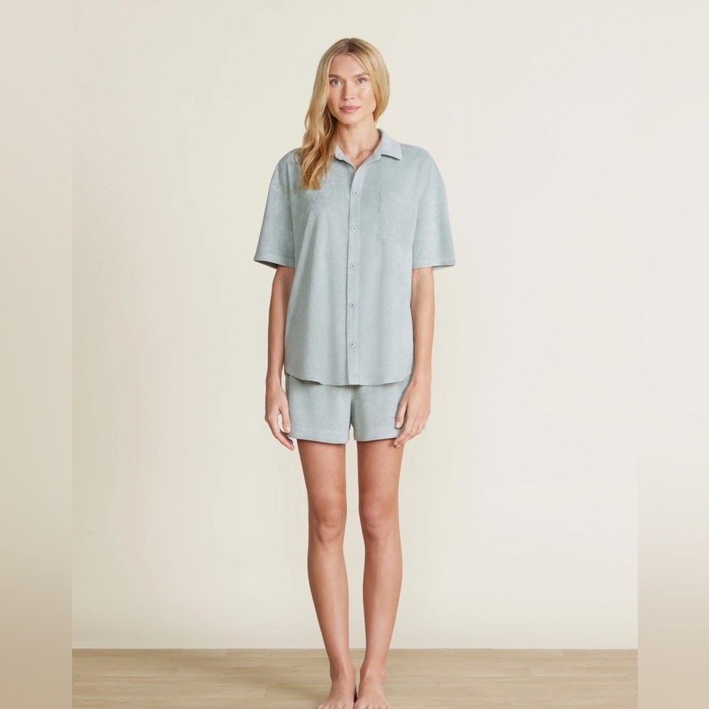 NWT Barefoot Dreams Cozy Terry Set in Beach Glass